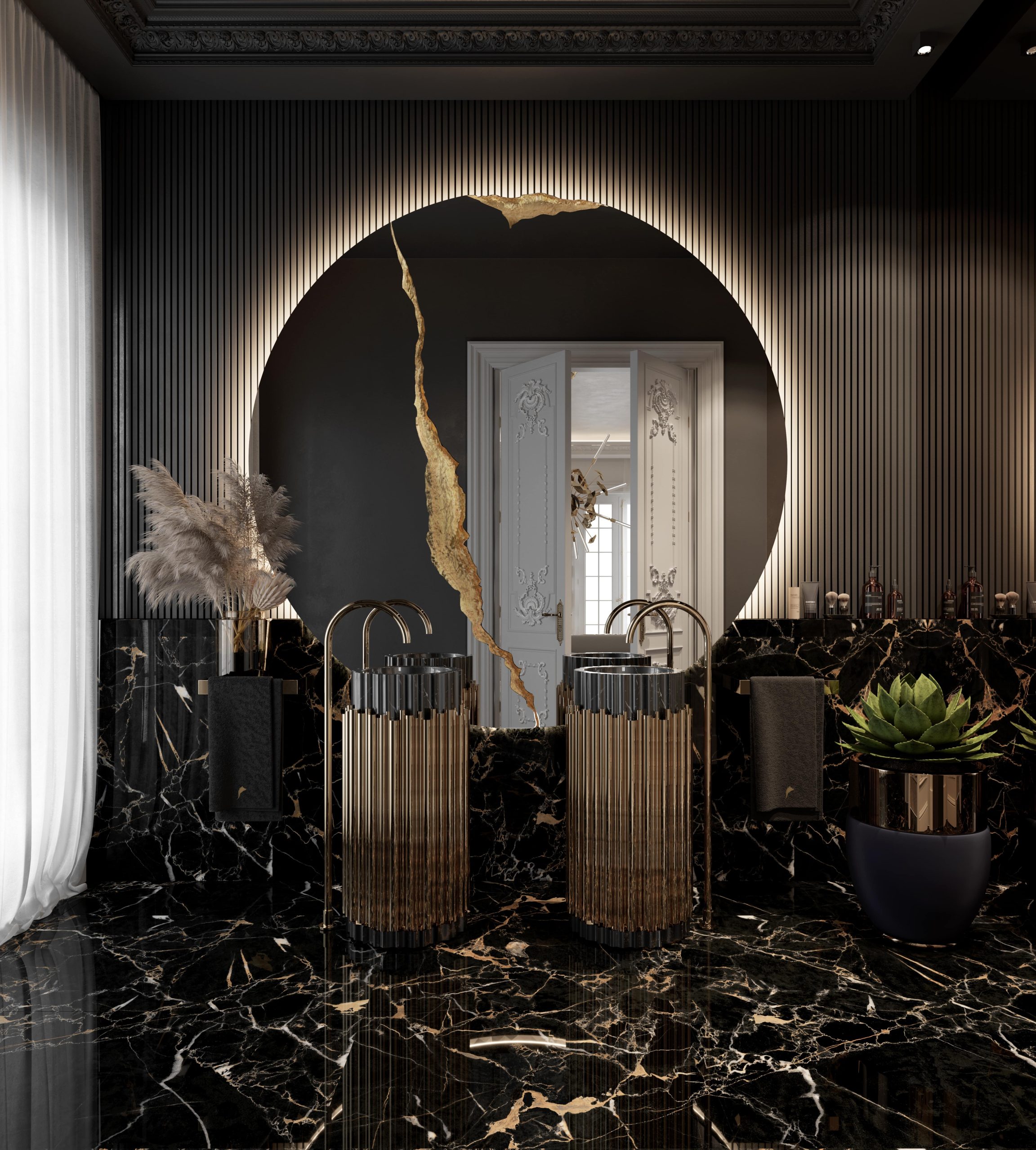Home’Society Presents To You: The Advent Calendar black stunnig guest bathroom with symphony freestanding in double  scaled