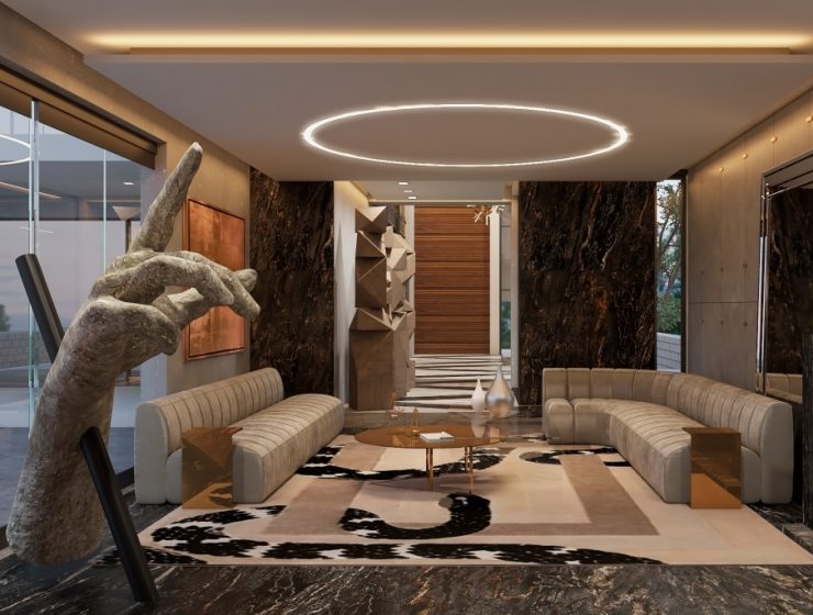 Modern Design Furniture: Aesthetic Masterpieces You Should Know neutral modern living room with imperial snake rug 000000 rug society 1 740x560