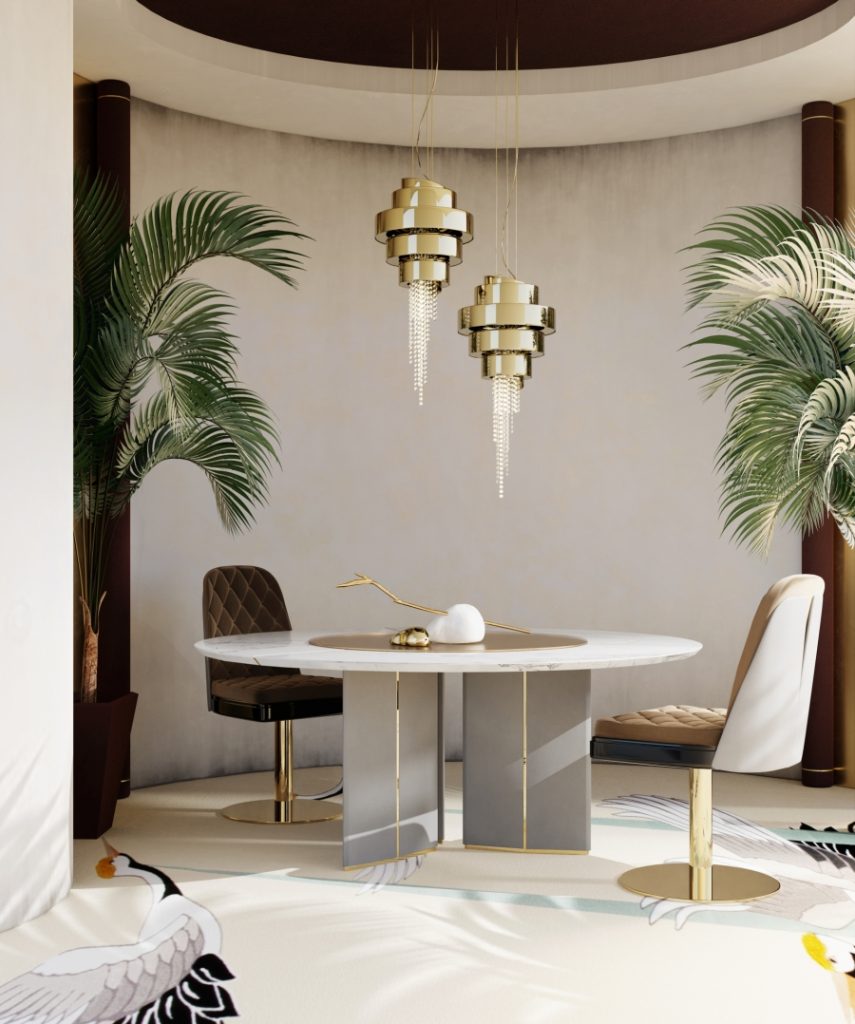 50 Opulent Luxury Dining Tables: A Selection for You dining table 50 Opulent Luxury Dining Tables: A Selection for You guggenhaim pendant n 900x1078 1 855x1024