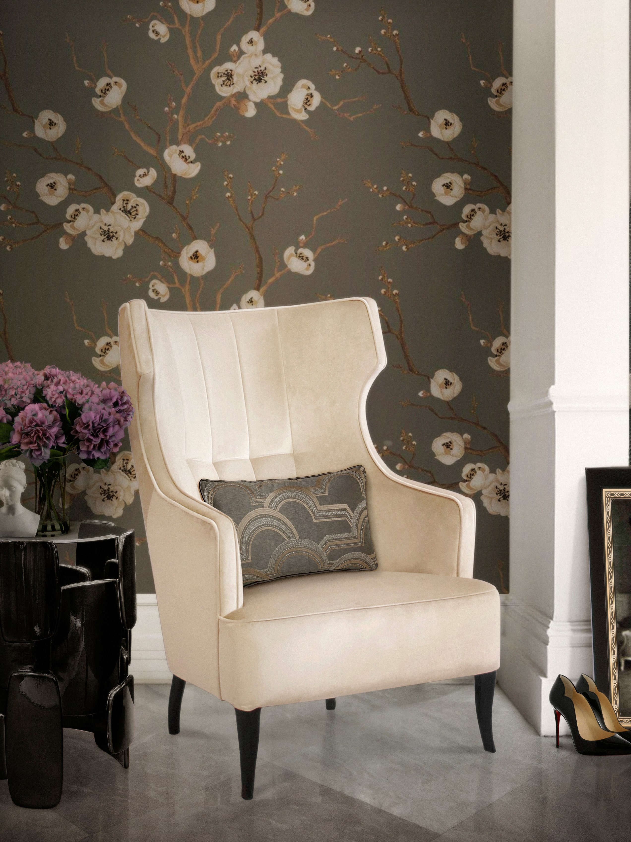 Home Library Decor With A Magnificent Velvet Armchair - Home'Society