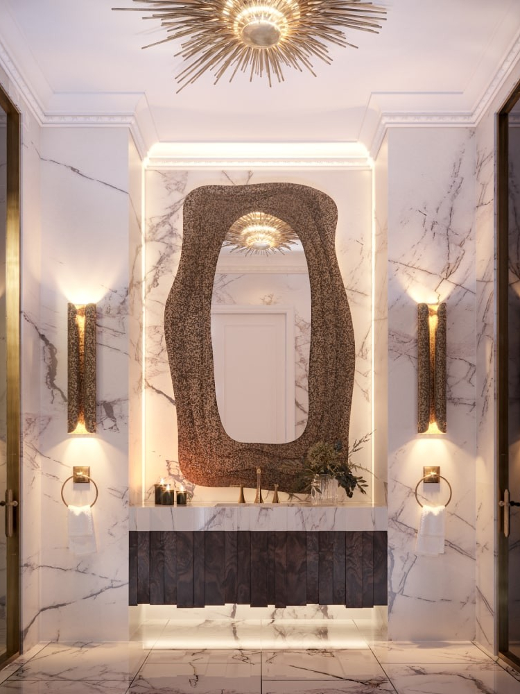 Black And Gold Luxury Bathroom With Black Marble Sink - Home's Society