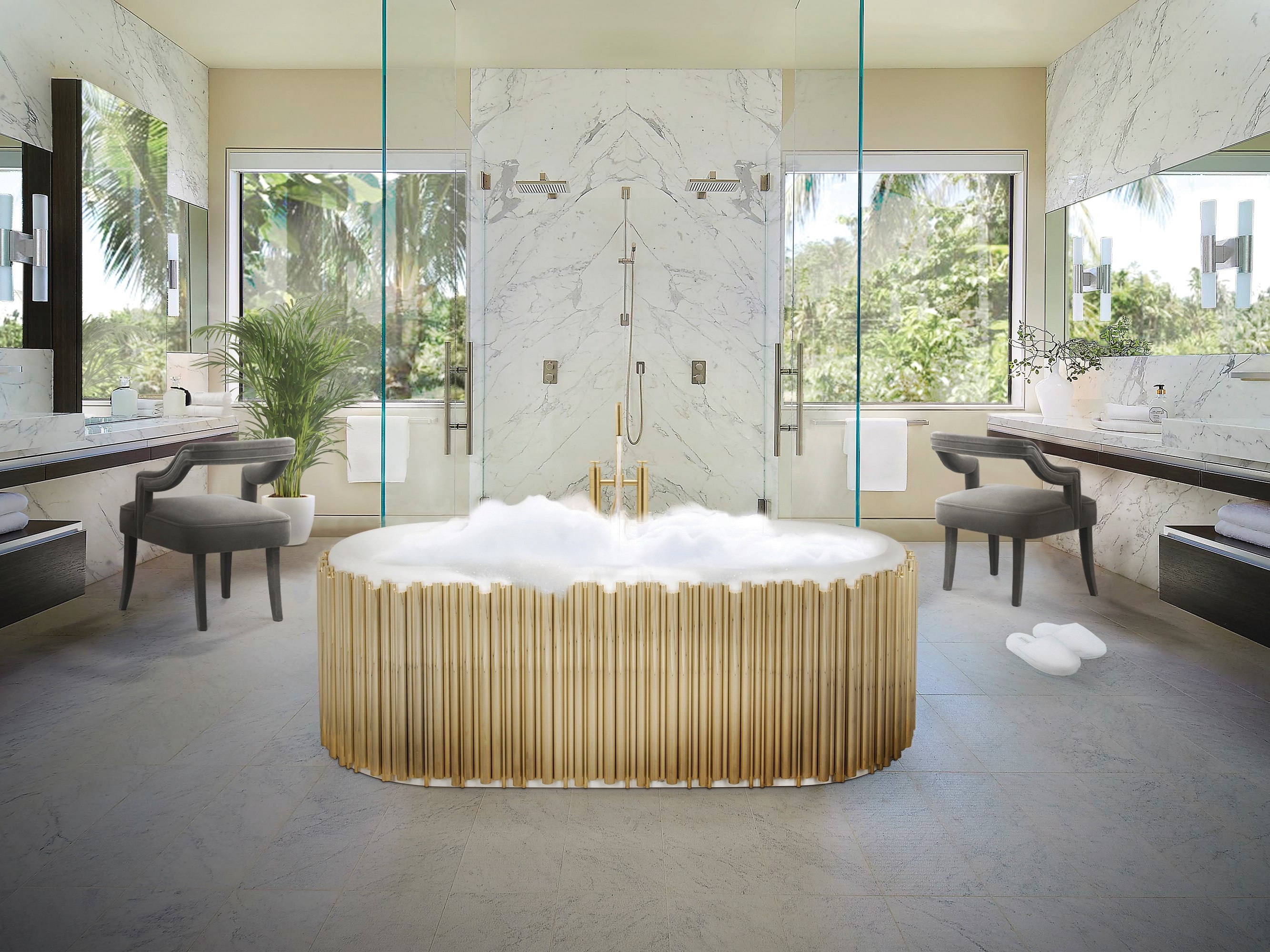 Amazing Luxury Bathroom Design With Striking Bathtub - Home's Society