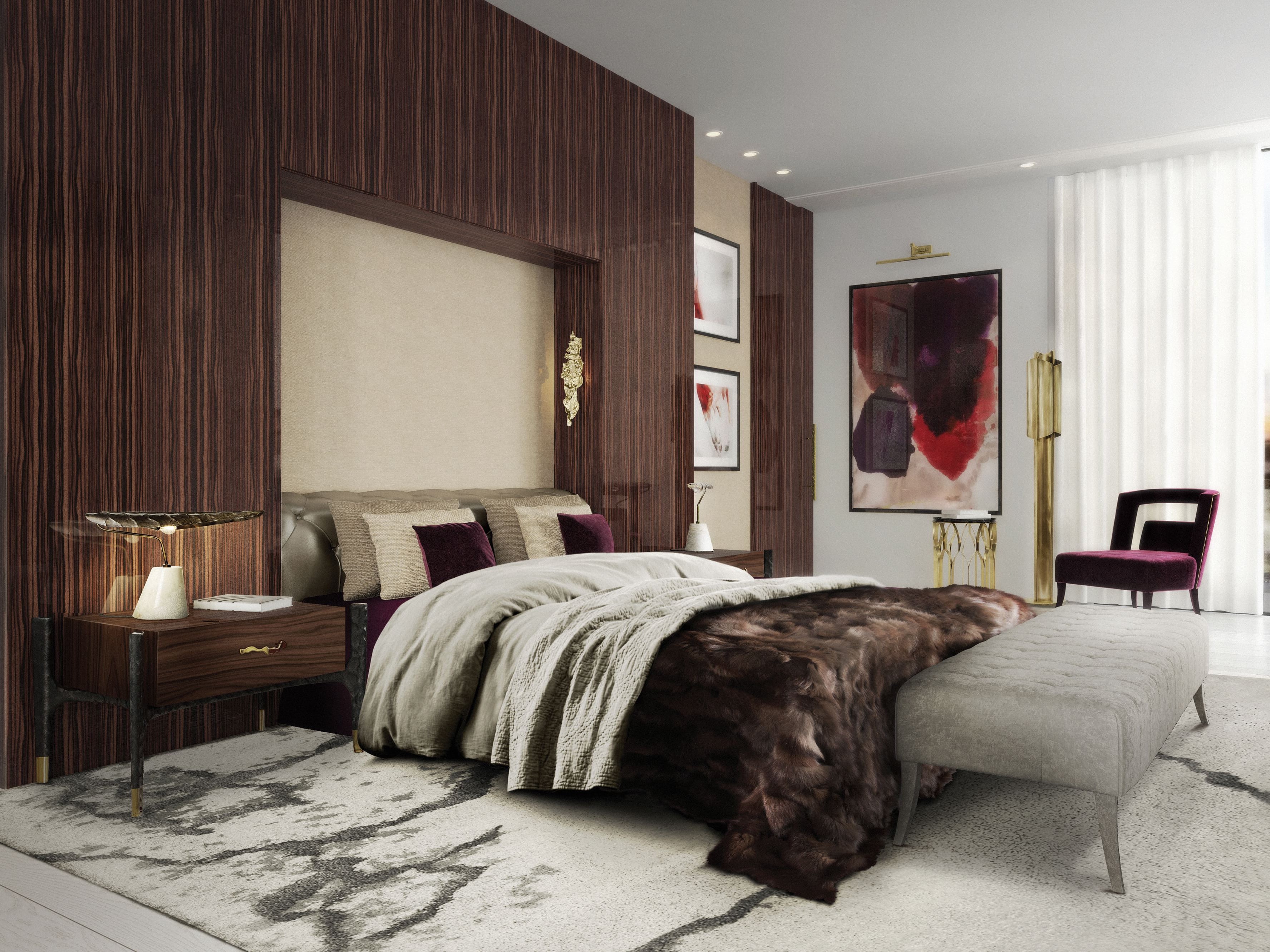 Beautiful Bedroom With Brown Tones And Golden Details - Home'Society