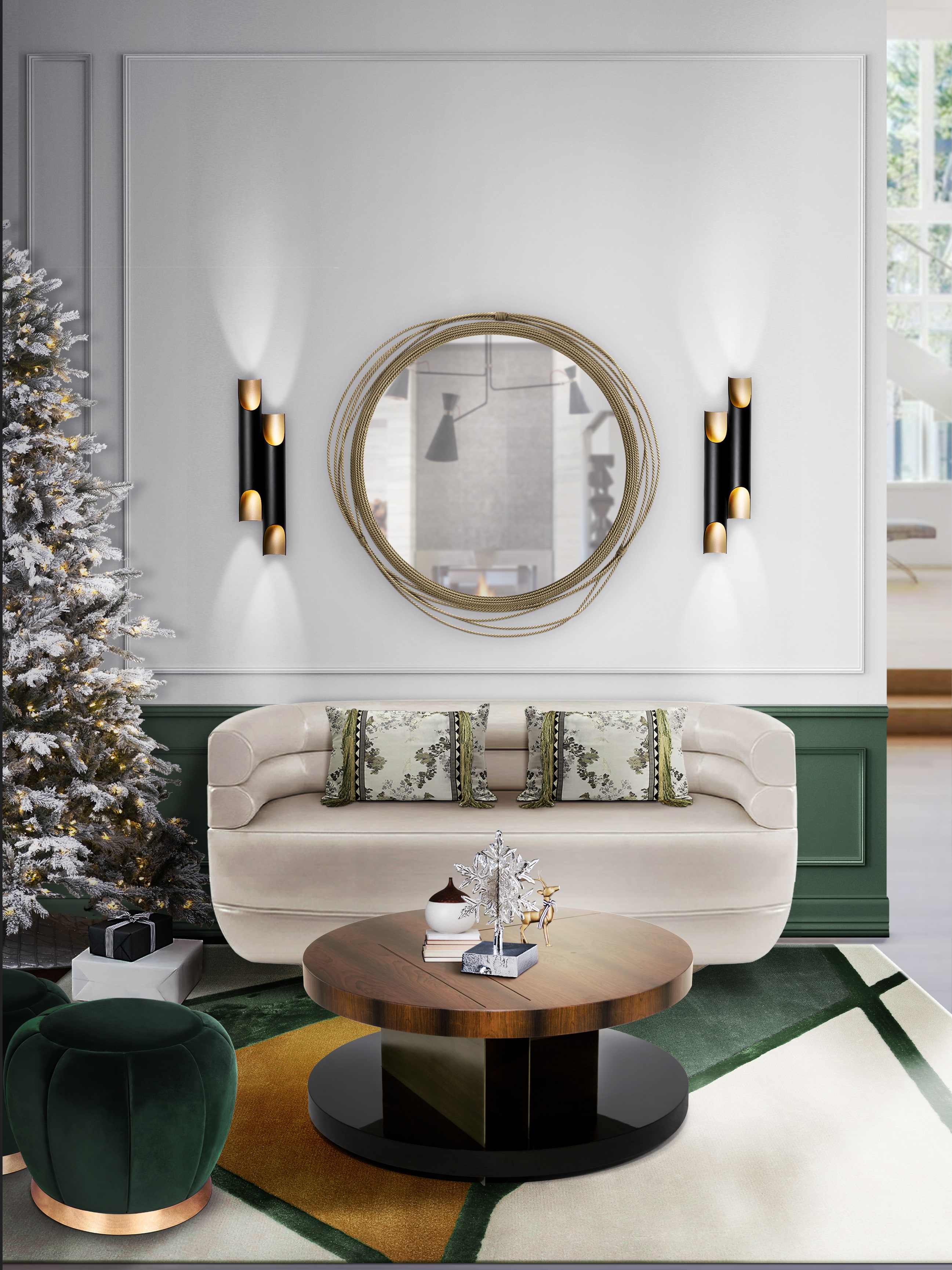 Cozy Avant Garde Living Room With Geometric Rug - Home'Society