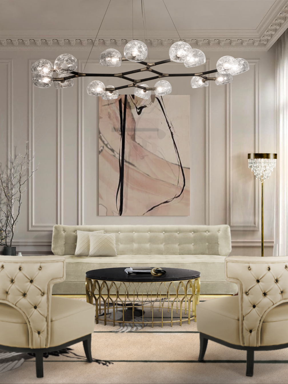 Luxurious Living Room Interior In Neutral Tones - Home'Society