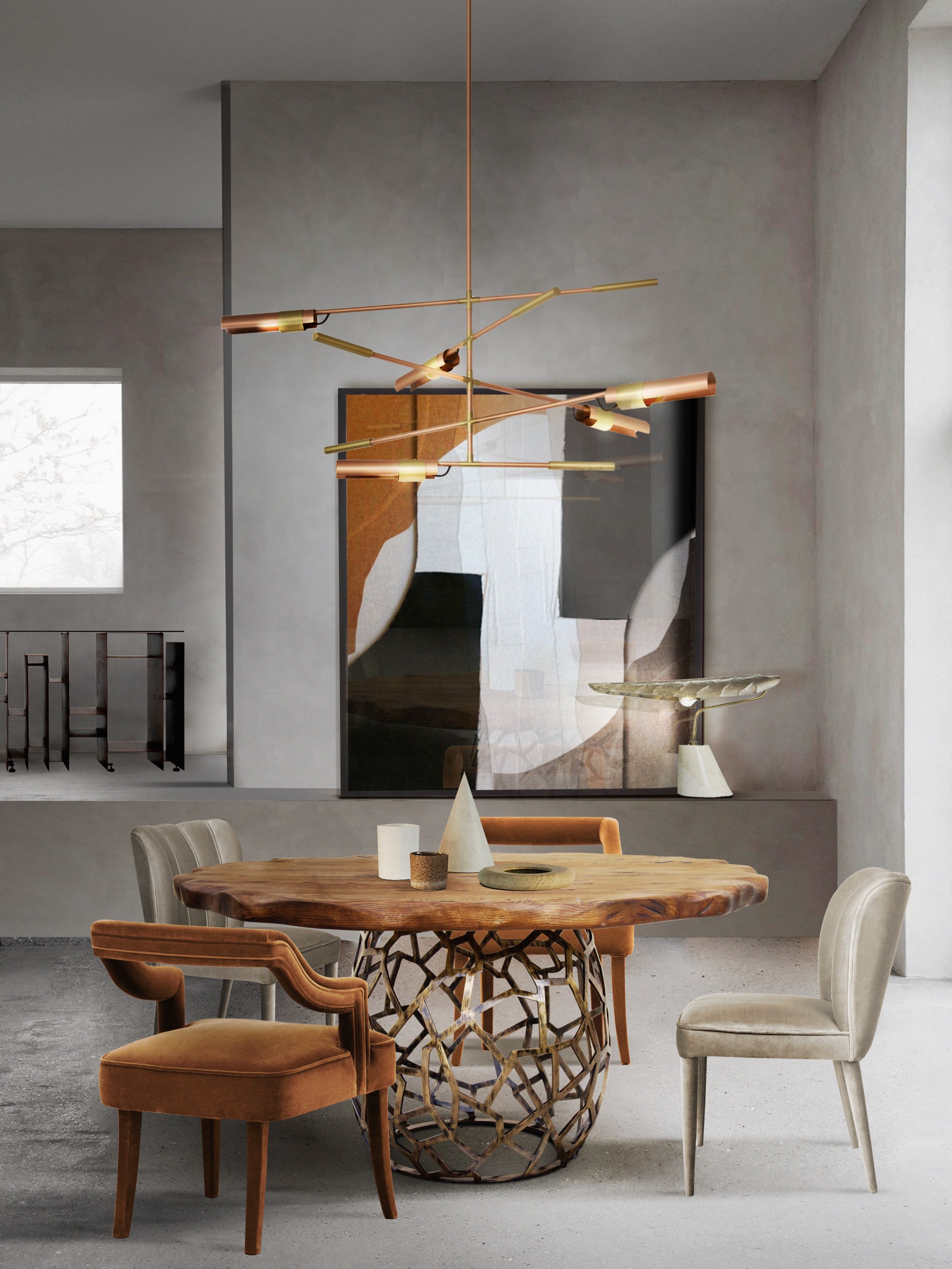 Modern Dining Room Design With Brushed And Aged Brass - Home'Society