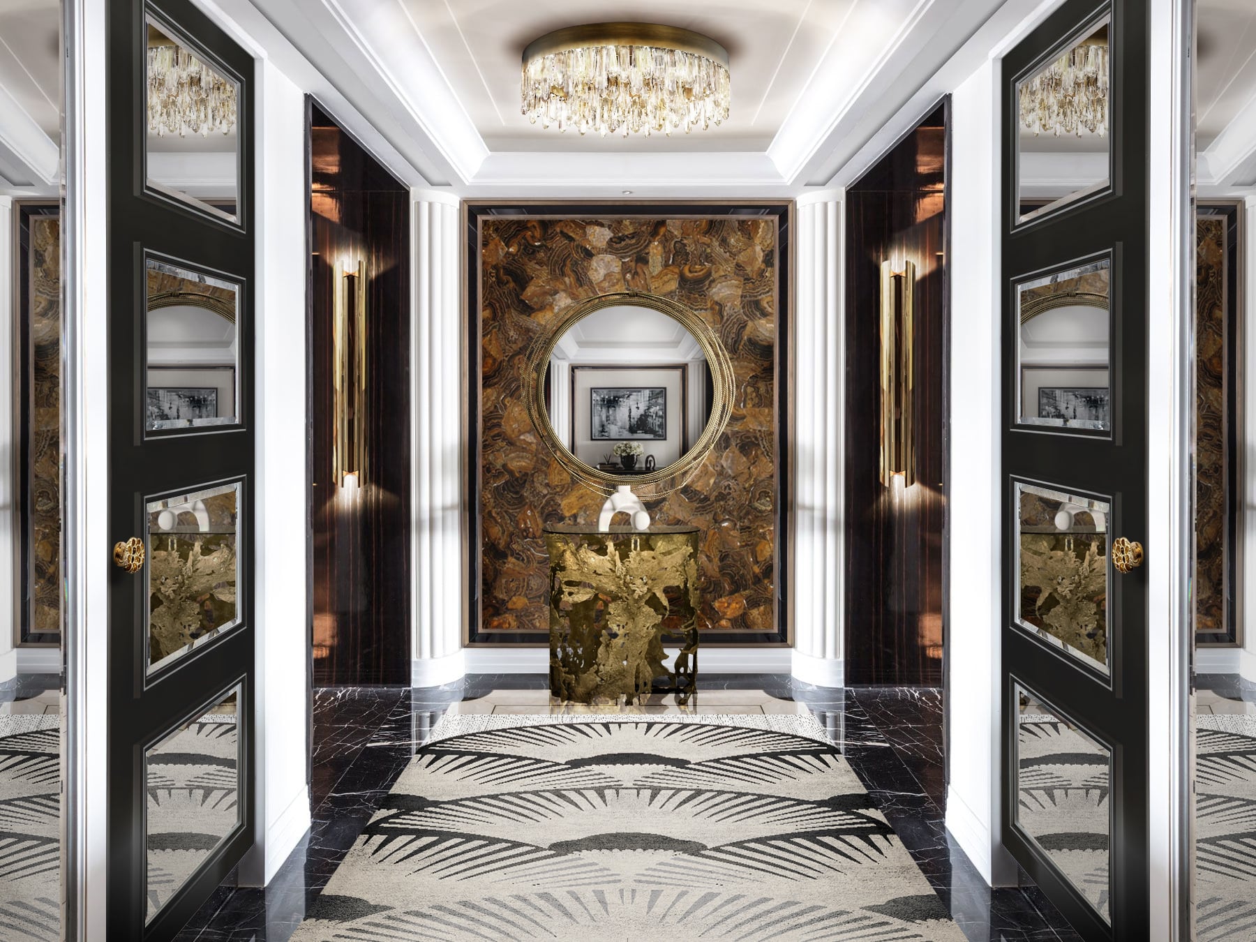 Modern Hallway Decor With Golden Details - Home'Society