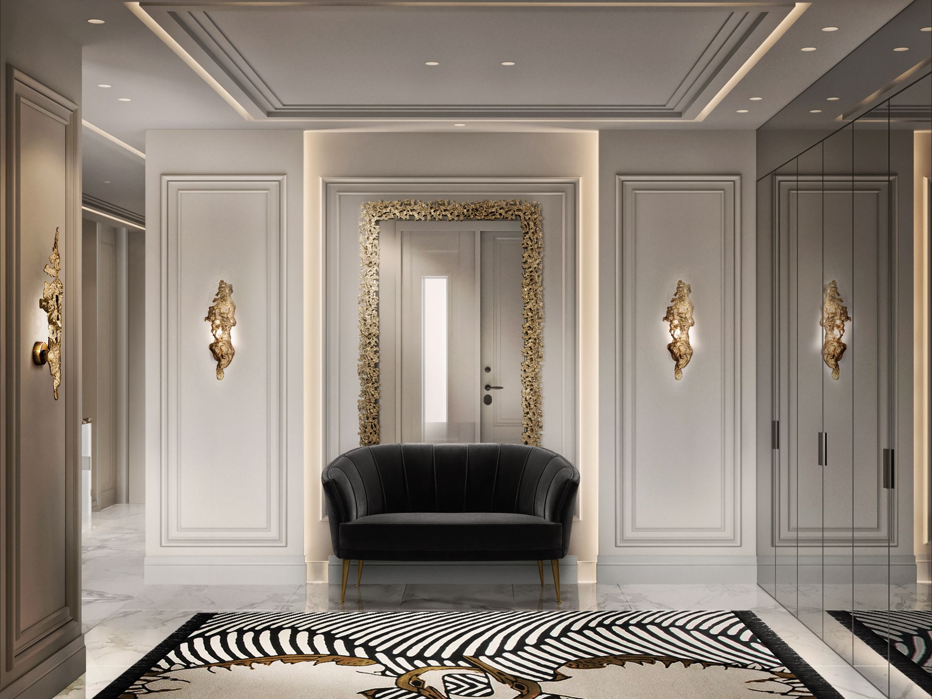 Entryway Design In Matte-Aged Brass - Home'Society