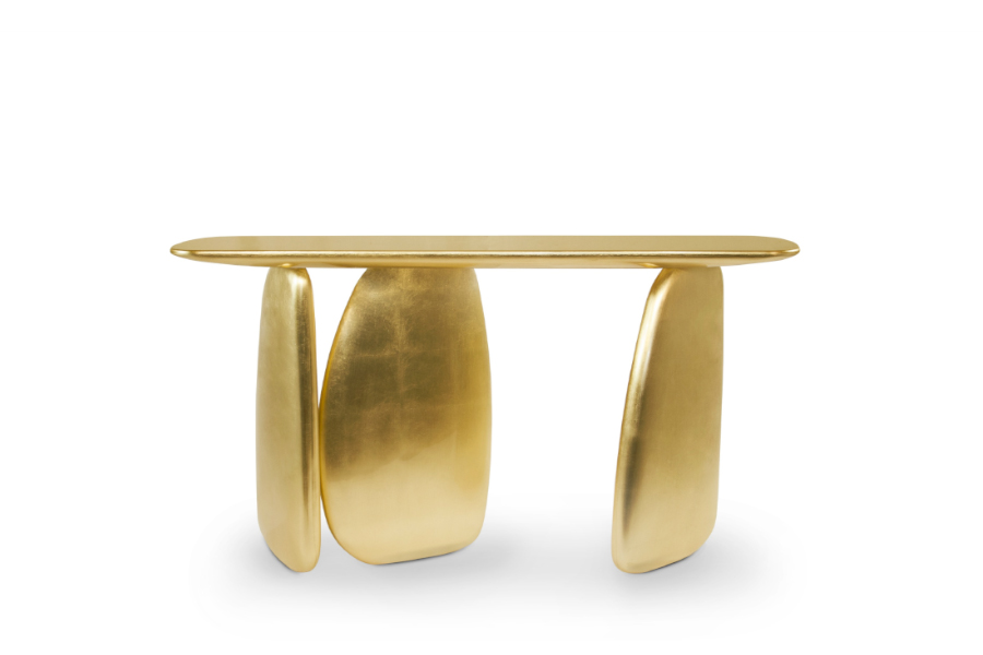 Ardara Gold with Gloss Varnish Console Table Modern Contemporary