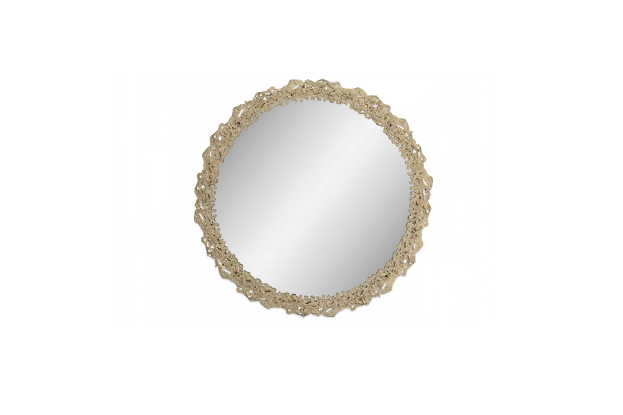 Cay Round Mirror In Matte Casted Brass For A Modern Home Decor