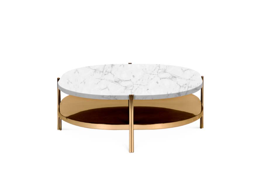 Craig Coffee Table With Polished Brass and Marble - Home'Society