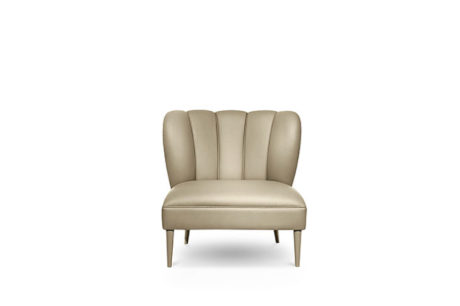 Dalyan Upholstered Armchair with Matte Lacquer Legs Modern Contemporary