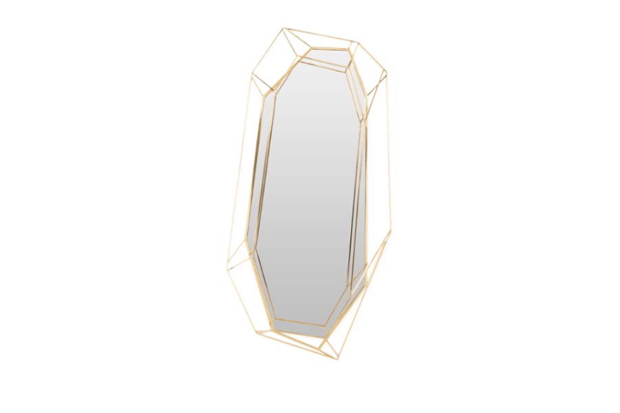 Diamond Big Wall Mirror Crafted In Polished Brass With A Sleek Design - Home'Society