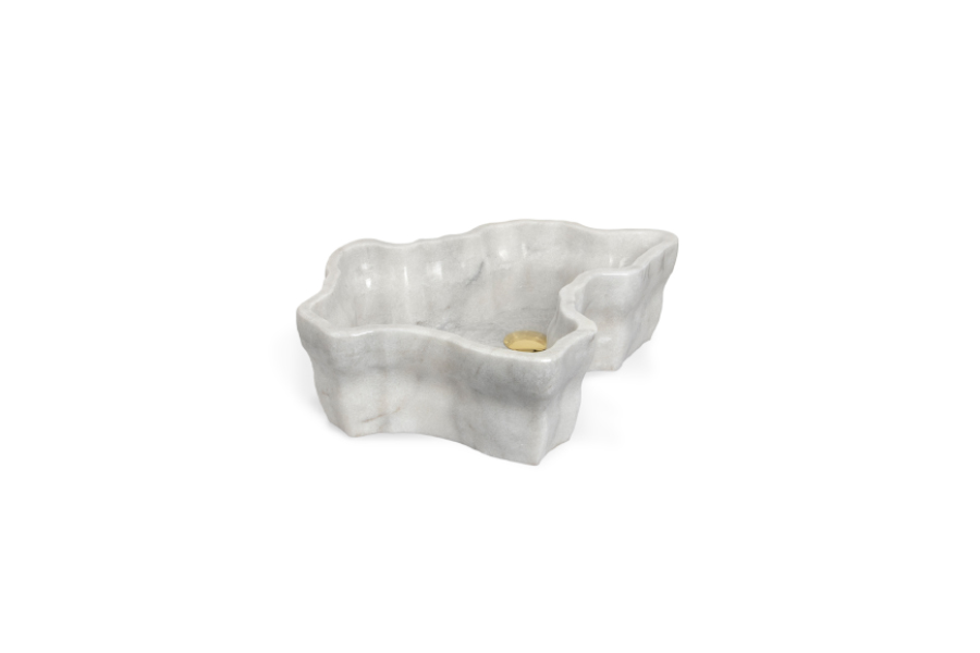 Eden Estremoz White Marble Sink with Gold Details Modern Design