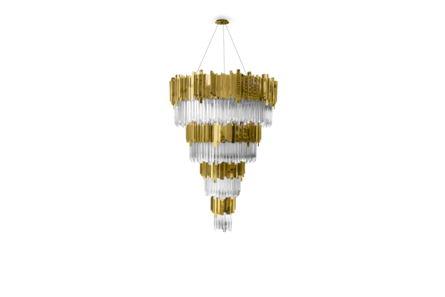 Empire Chandelier Structured In Brass With A Luxury Modern Design