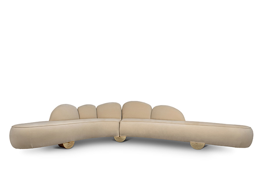 Fitzroy Fully Upholstered in Velvet Modern Contemporary Curved Sofa