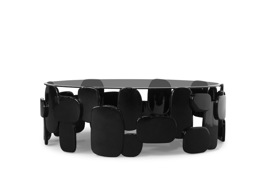 Goroka Black Coffee table with Glass Table Top and Lacquer Structure
