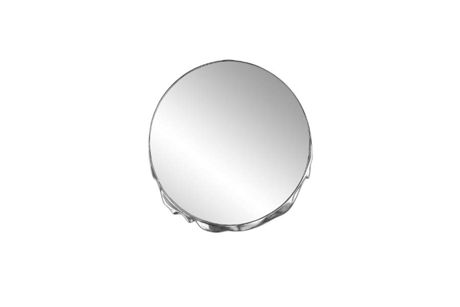 Magma Round Mirror Casted Aluminum and Brass Modern Design