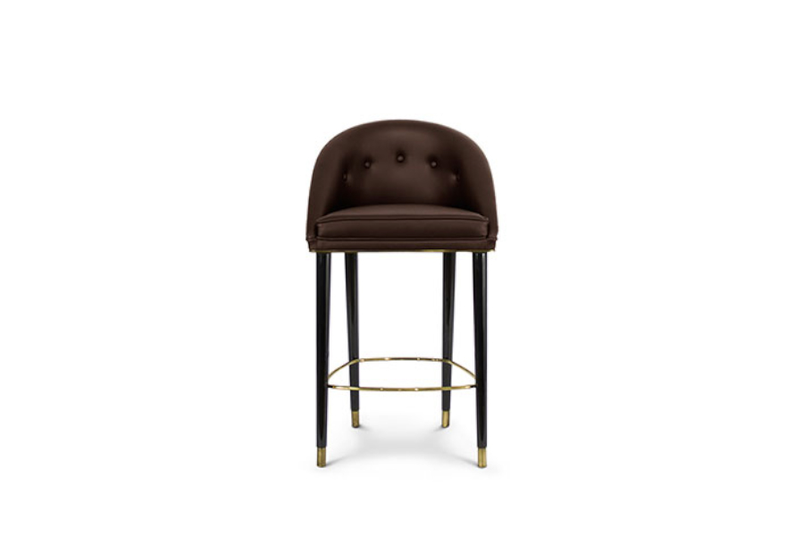 Malay Counter Stool Upholstered In Synthetic Leather With A Modern Design - Home'Society
