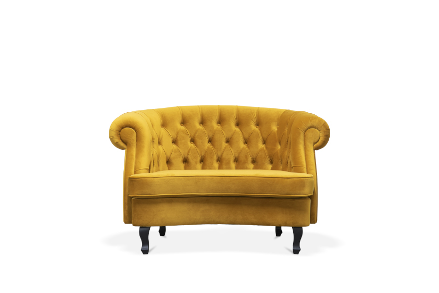 Maree Single Sofa Upholstered In Velvet With A Brass Base