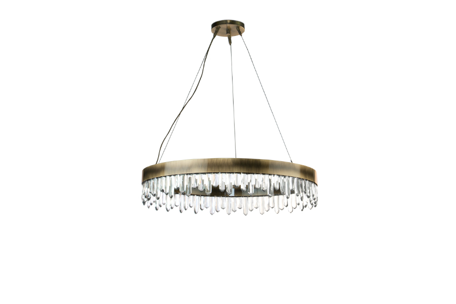 Naicca Brass Chandelier with Quartz Crystal Diffuser Modern Classic