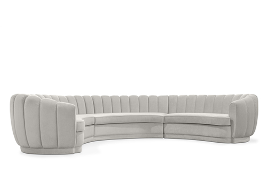 Pearl Round Three Fully Upholstered In Velvet With A Modern Design