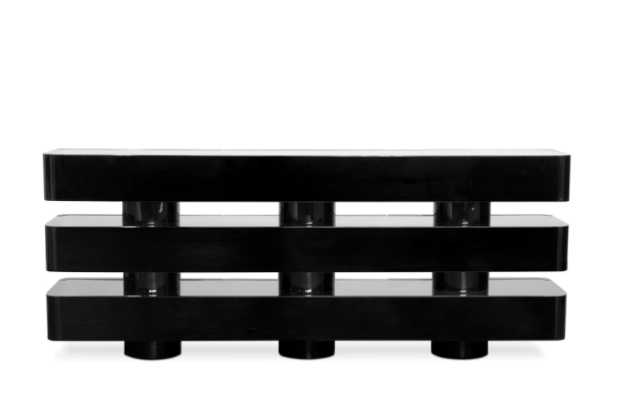 Shinto I Console Table In Gloss Black Lacquer With A Modern Design