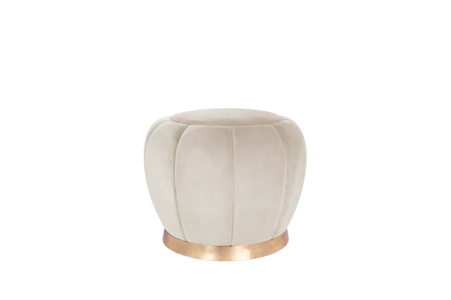 The Cylindrical Florence Stool In Cushioned and Upholstered Velvet