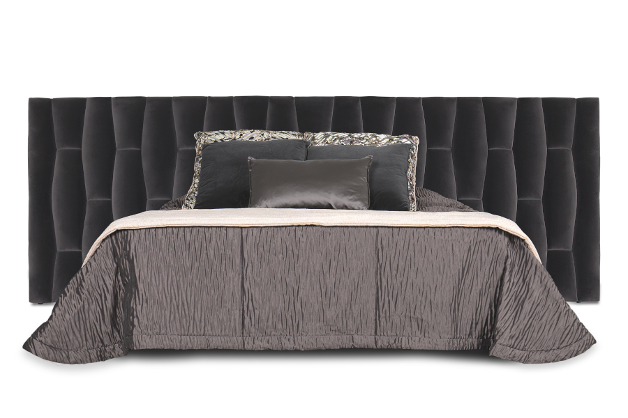 Vime Headboard For A Modern Bedroom Decor Fully Upholstered In Velvet