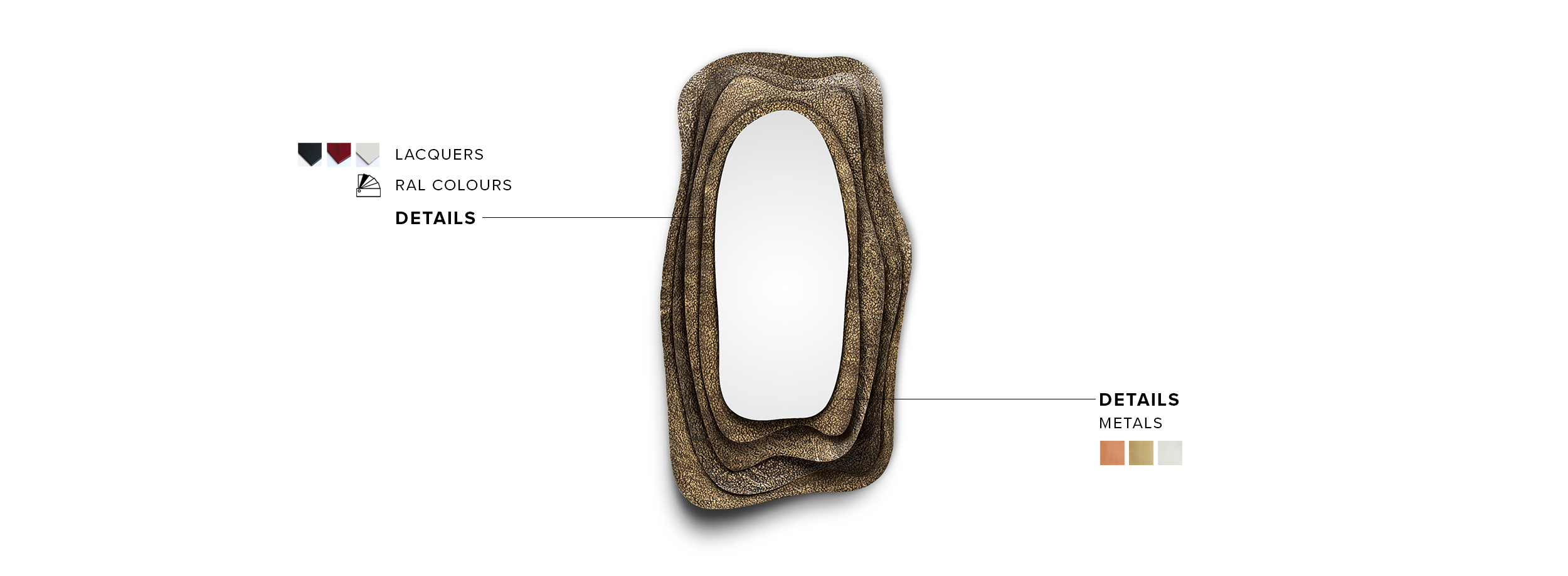 The Kumi Wall Mirror in Golden Hammered Aged Brass - Home'Society
