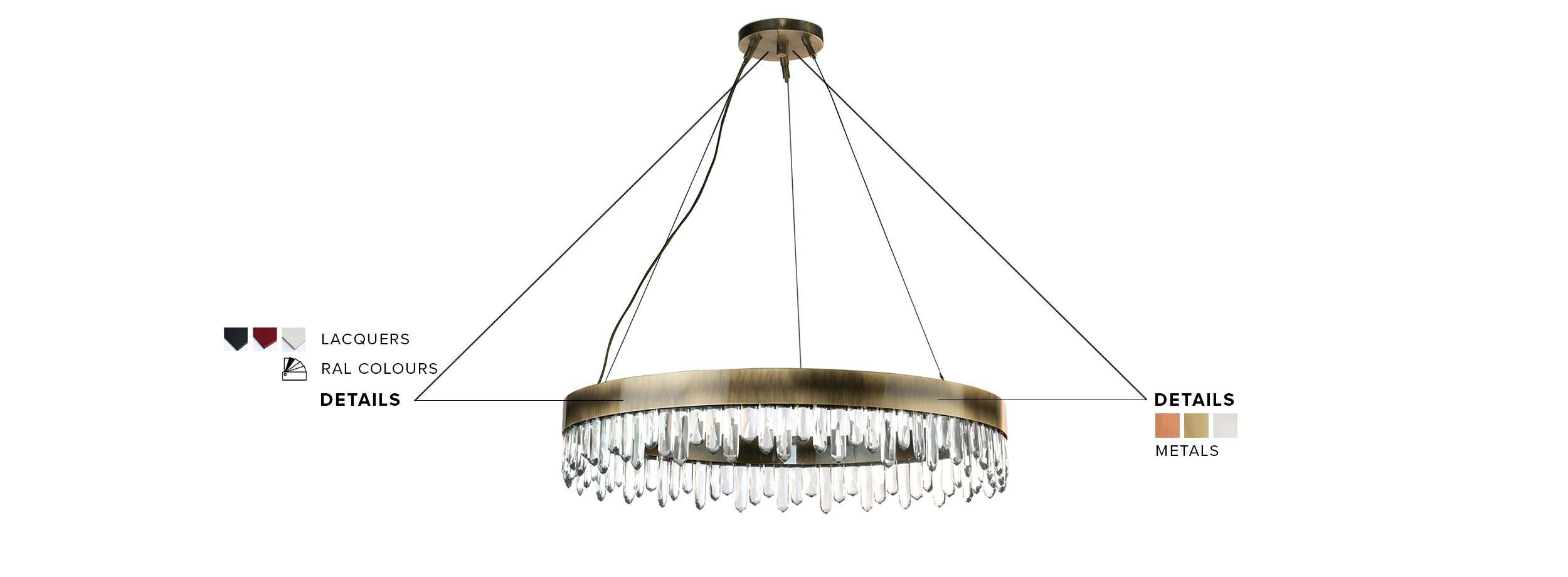 Naicca Brass Chandelier with Quartz Crystal Diffuser Modern Classic - Home'Society