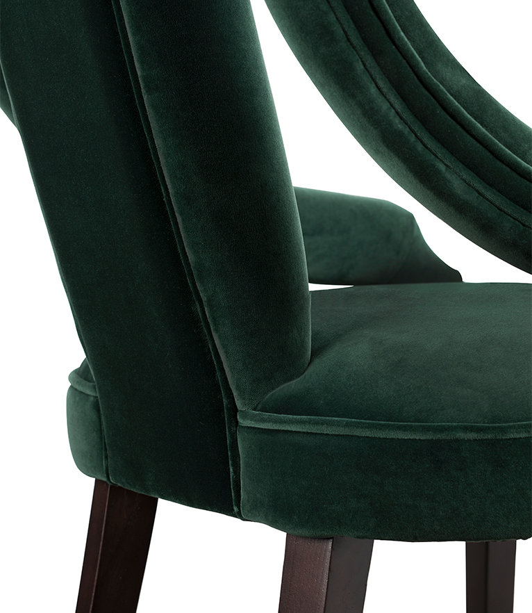 Cayo Green Velvet Upholstered Dining Chair with Ash Wood Legs Modern - Home'Society