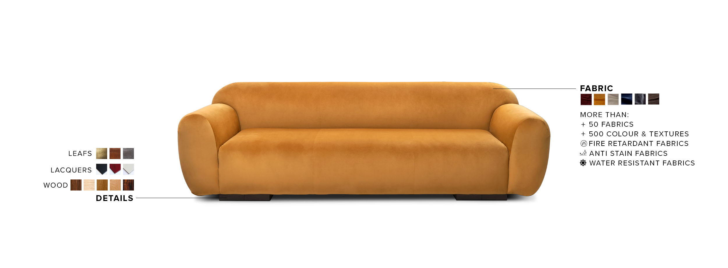 Otter Orange Velvet Sofa with Ash Wood Base Modern Contemporary - Home'Society