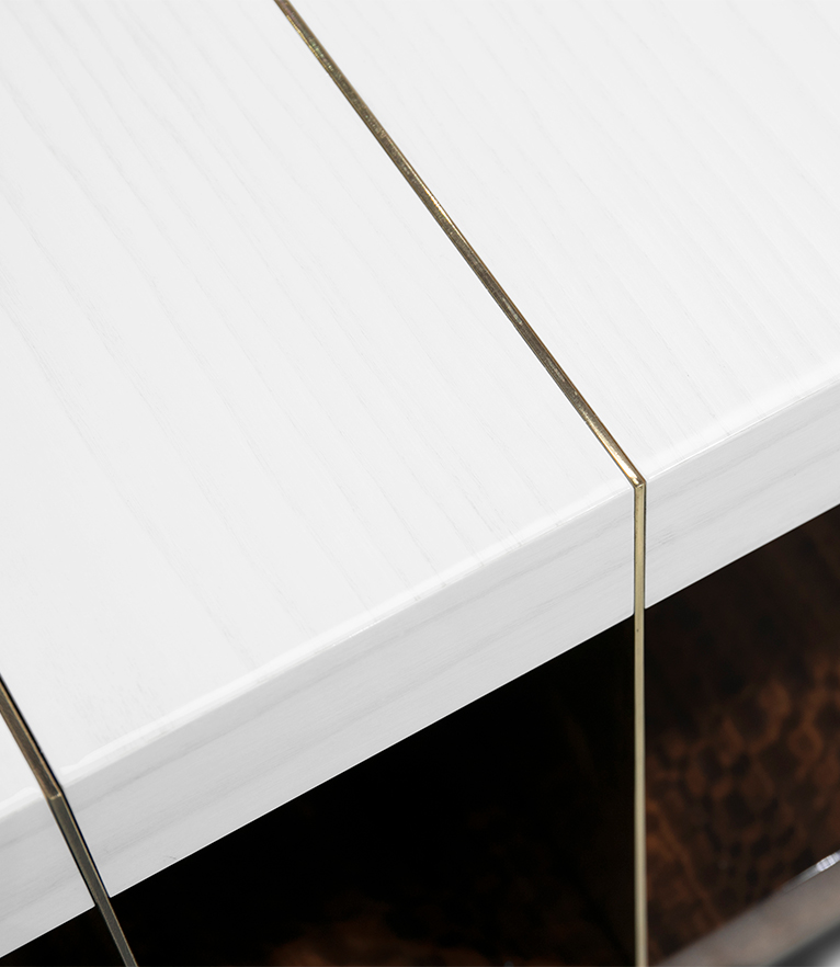 Lallan Coffee Table - with Black Lacquer and Brass Details - Home'Society