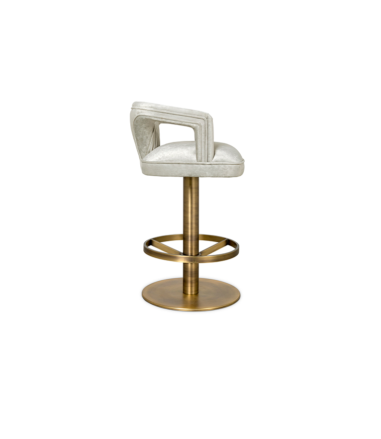 Karoo II Counter Stool: Velvet Upholstered with Brass Details Modern - Home'Society