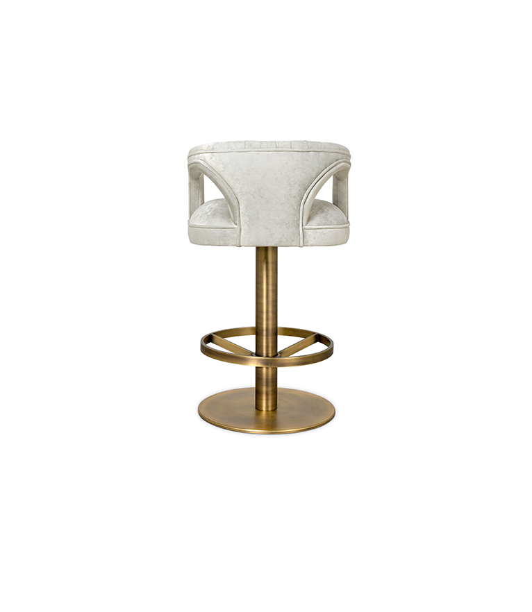 Karoo II Counter Stool: Velvet Upholstered with Brass Details Modern - Home'Society