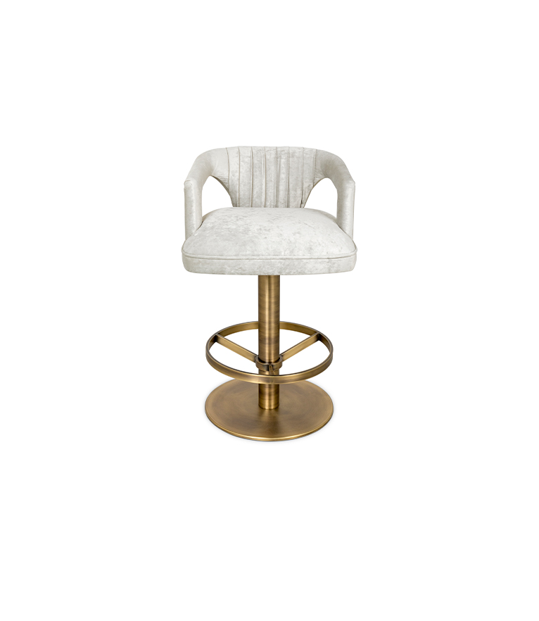 Karoo II Counter Stool: Velvet Upholstered with Brass Details Modern - Home'Society