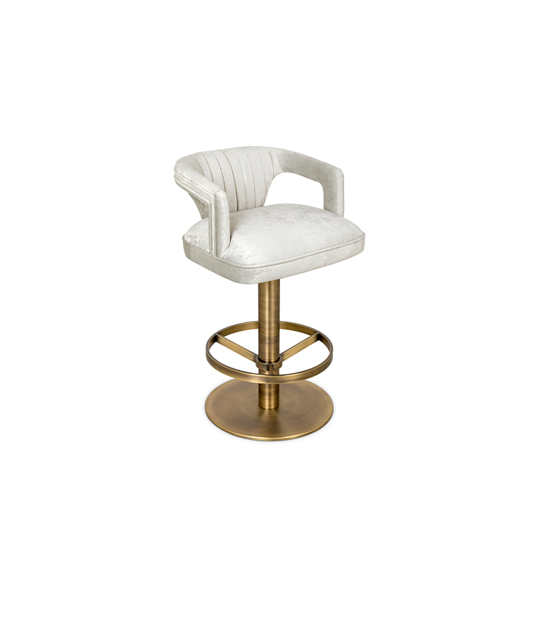 Karoo II Counter Stool: Velvet Upholstered with Brass Details Modern - Home'Society