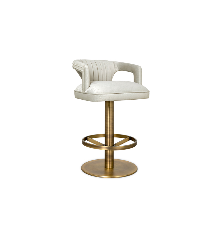 Karoo II Counter Stool: Velvet Upholstered with Brass Details Modern - Home'Society