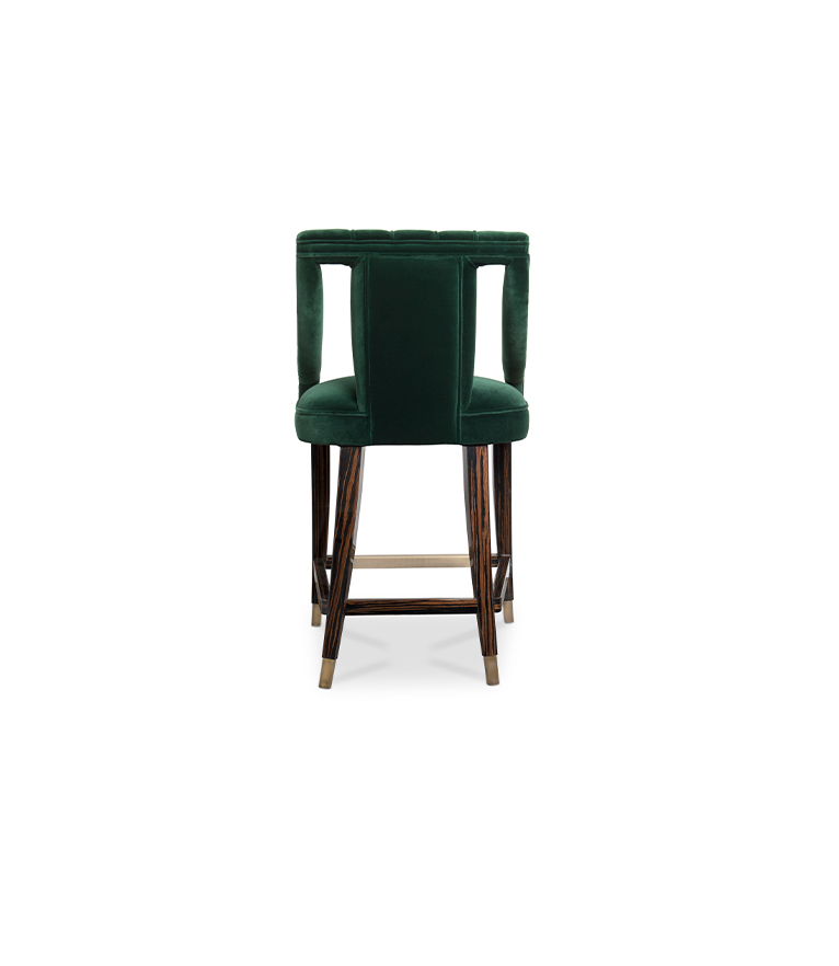 Cayo Velvet Counter Stool with Wood Legs Modern Contemporary Design - Home'Society