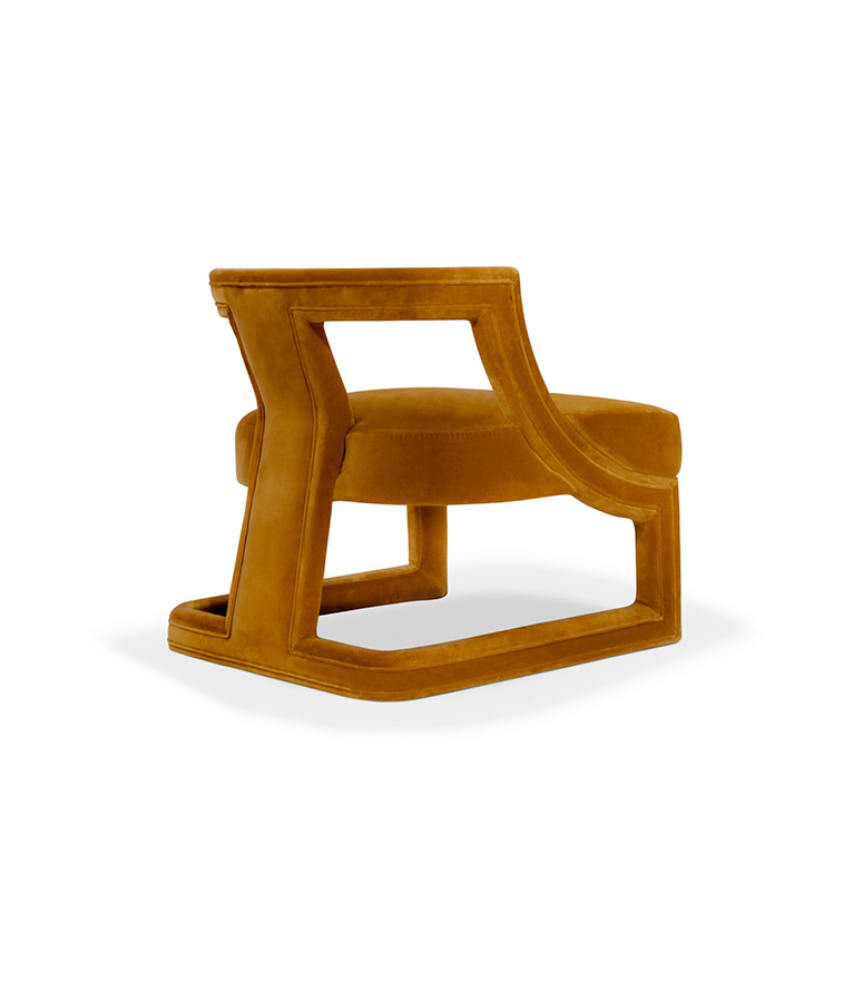 Batak Yellow Velvet Fully Upholstered Armchair Modern Contemporary Design - Home'Society