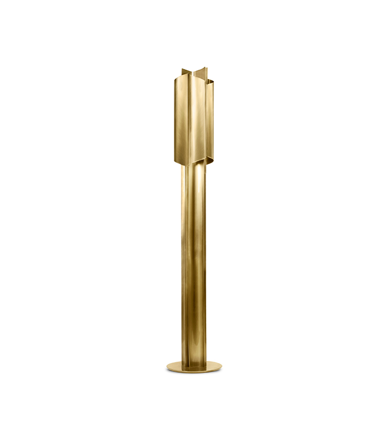 Modern Contemporary Cyrus Glossy Aged Brushed Brass Floor Lamp Design - Home'Society