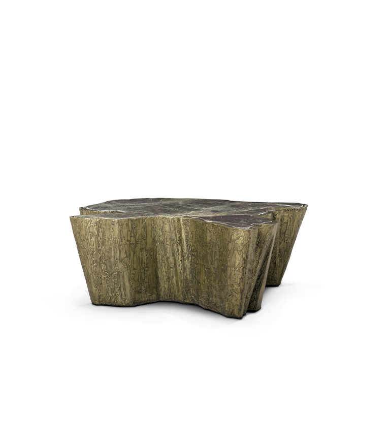 Sequoia II Coffee Table - with Forest Green Marble Tabletop and Metal Base - Home'Society