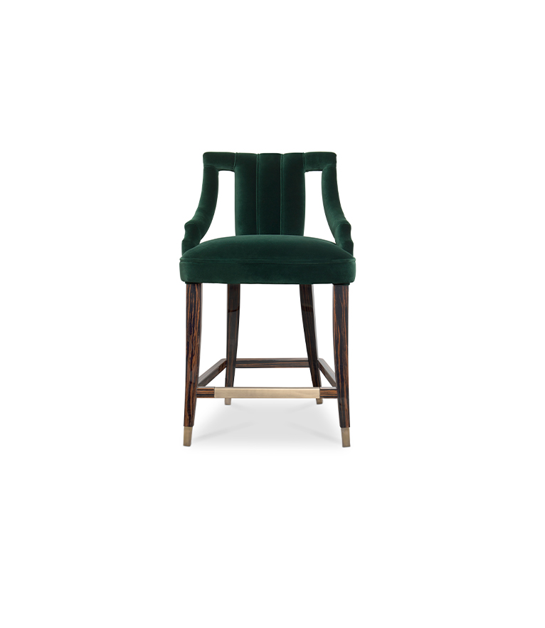 Cayo Velvet Counter Stool with Wood Legs Modern Contemporary Design - Home'Society