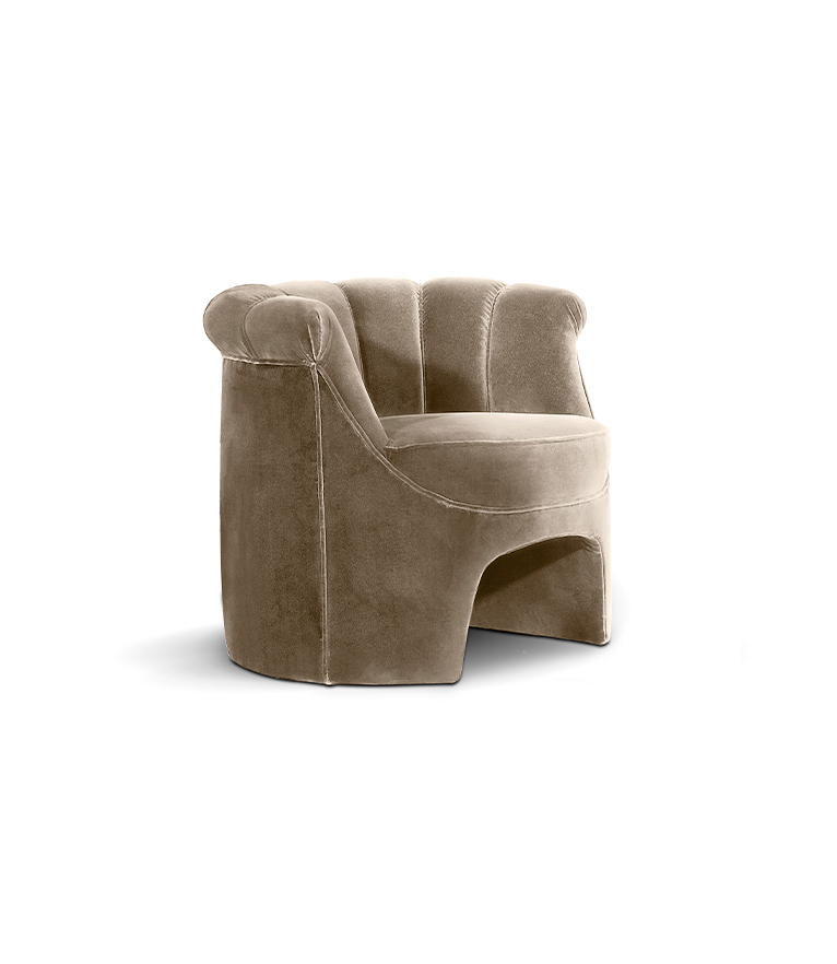 Hera Fully Upholstered Velvet Channel-Tufted Armchair Modern Design - Home'Society