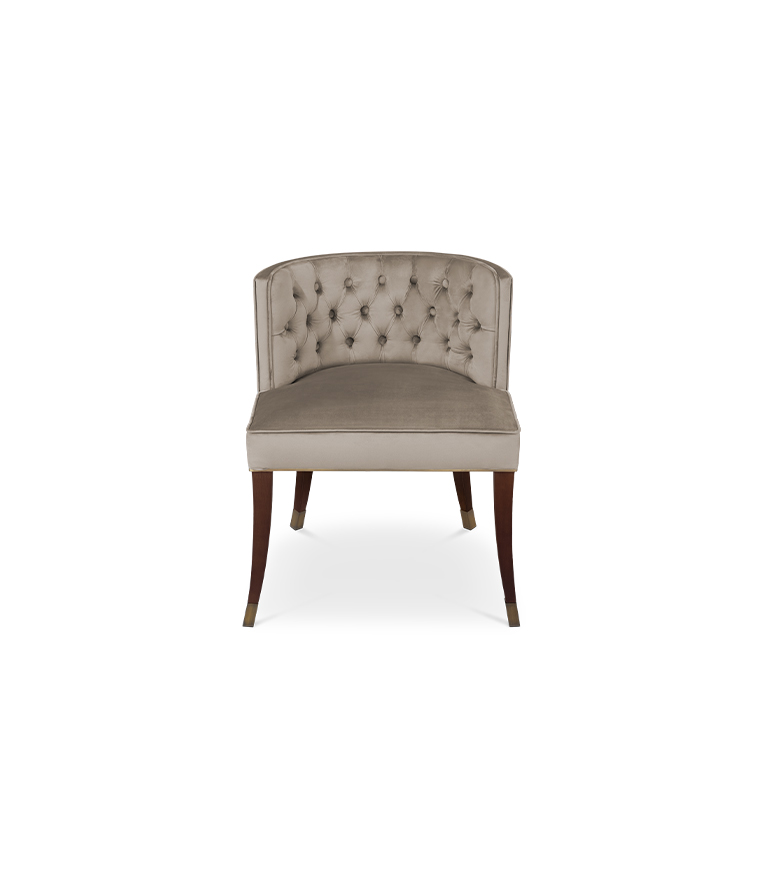 Bourbon Dining Chair Modern Classic Velvet with Brass Detail - Home'Society