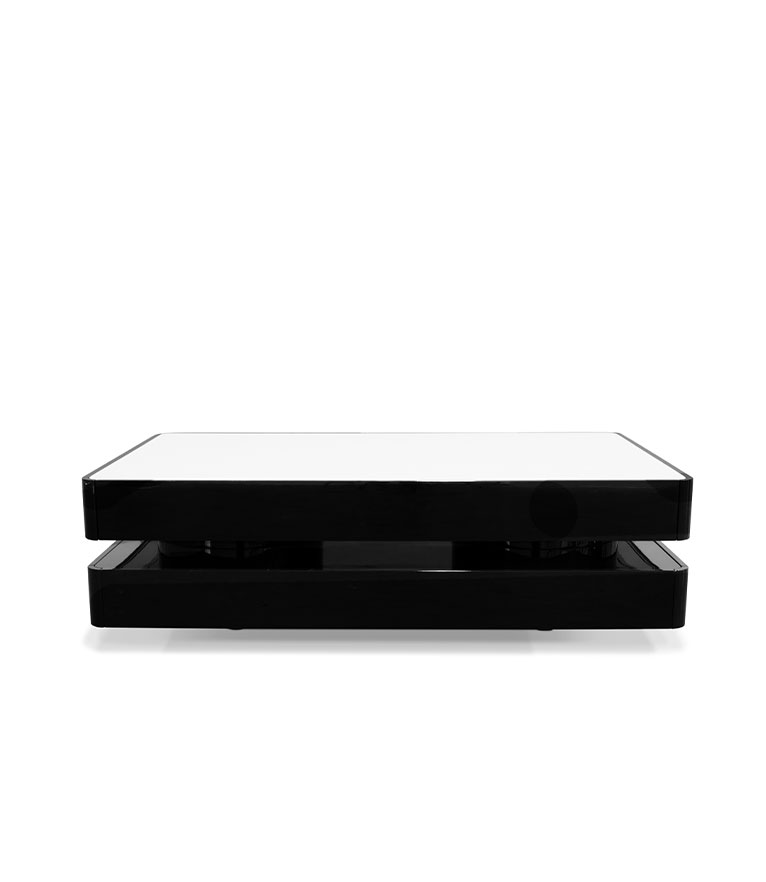 Shinto Rectangle Coffee Table In Gloss Black Lacquer And Ash Wood Veneer Top - Home'Society