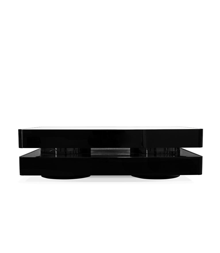 Shinto Rectangle Coffee Table In Gloss Black Lacquer And Ash Wood Veneer Top - Home'Society