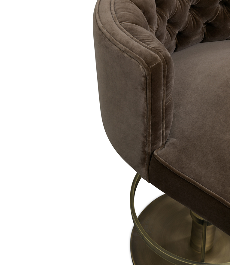 Bourbon II Counter Stool - Upholstered In Velvet With A Brass Swivel - Home'Society