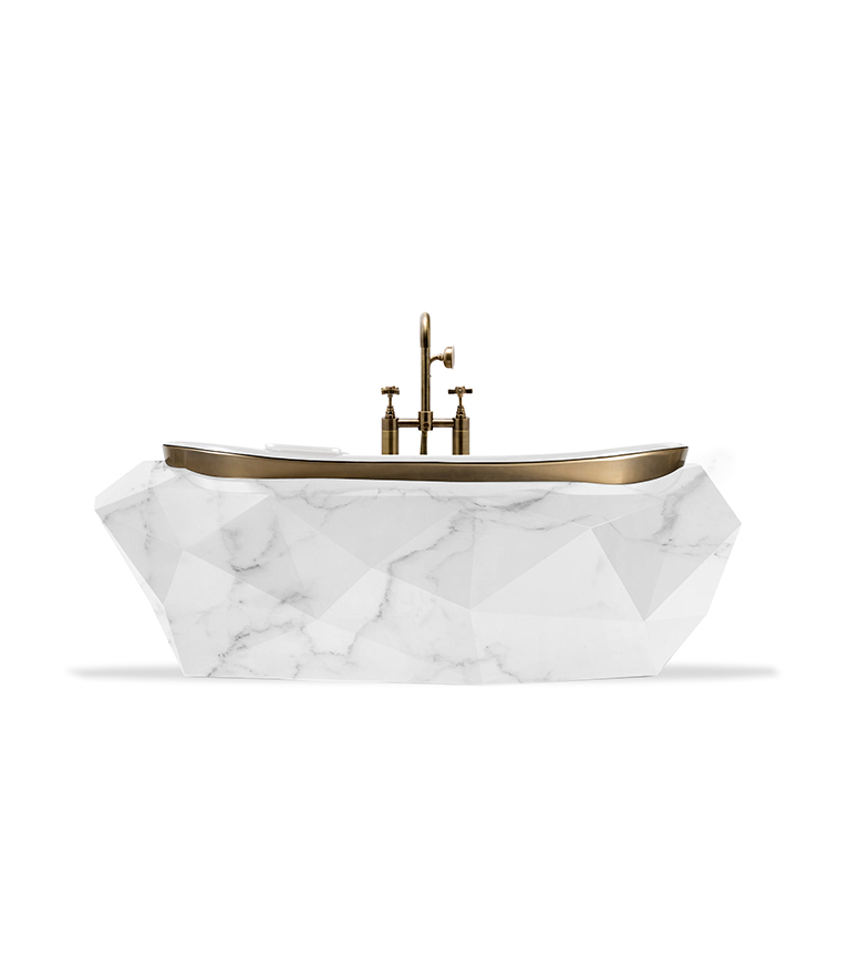 Diamond Faux Marble Bathtub In Fiberglass With A Modern Design - Home'Society